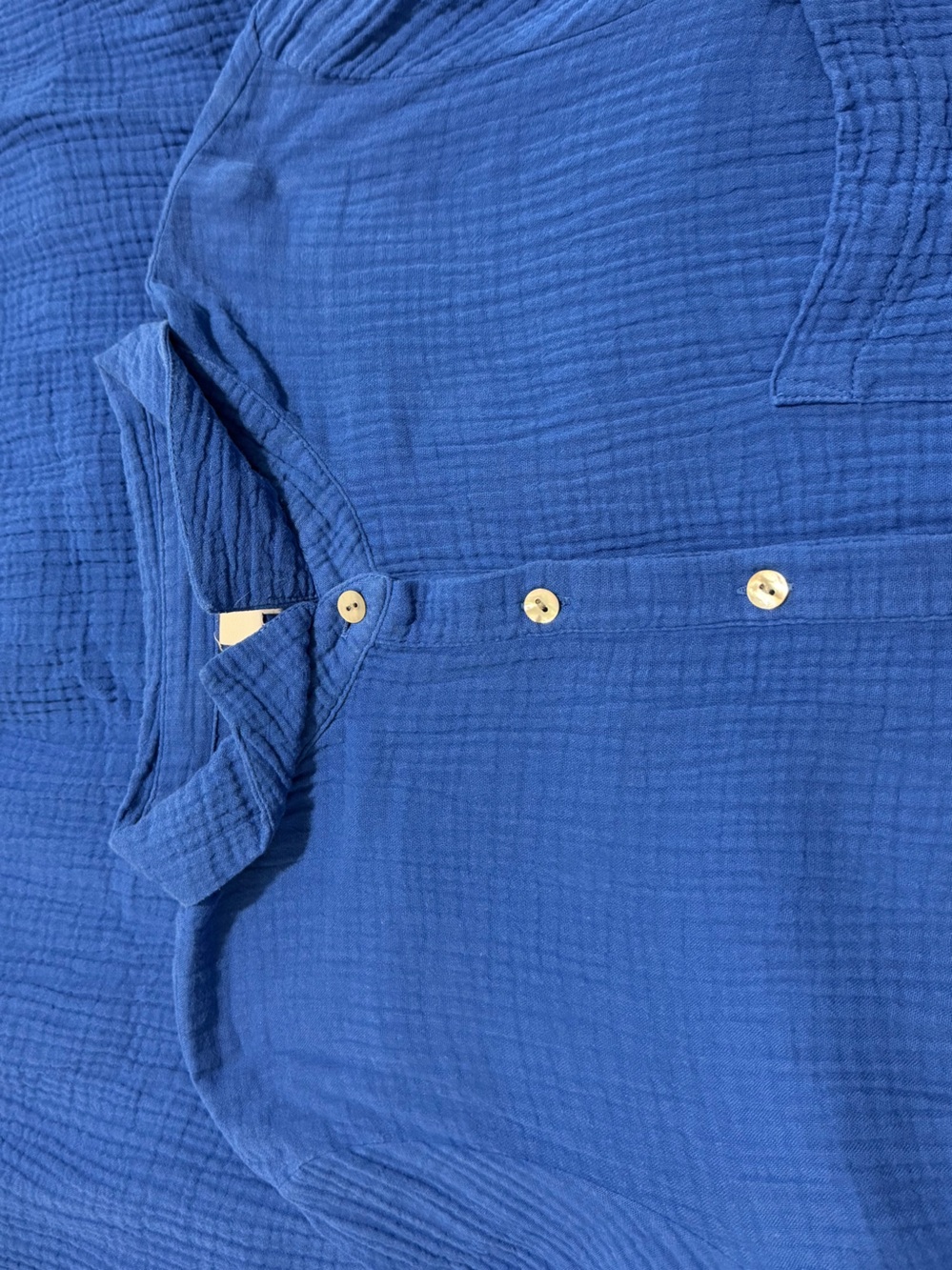 J. Jill Vibrant Blue 100% Cotton Gauze One Pocket Midi Shirtdress Large - Picture 9 of 15